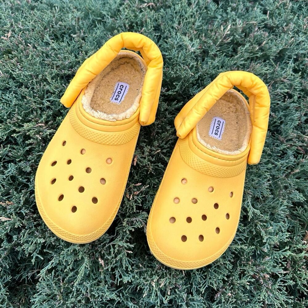 CROCS Classic Lined Neo Puff Clogs Unisex Size M5 W7 Yellow - Picture 8 of 16